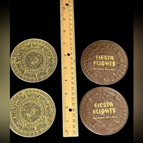 Vintage Fiesta Flights Western Airlines Coasters Set of 4 - Picture 3 of 3